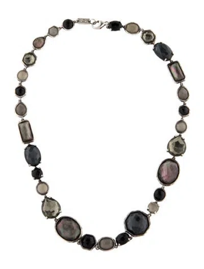 Pre-owned Ippolita Mother Of Pearl & Multistone Short Station Necklace, 16" In Black