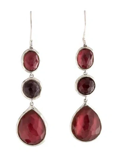 Pre-owned Ippolita Mother Of Pearl & Quartz 3-stone Drop Earrings In Multicolor