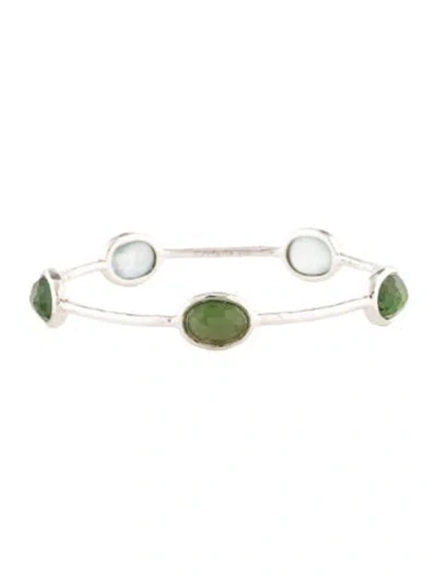 Pre-owned Ippolita Mother Of Pearl & Quartz 5-stone Bangle Bracelet, 7.75" In Multicolor