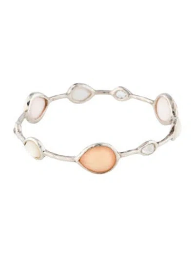 Pre-owned Ippolita Mother Of Pearl & Quartz 9-station Bangle Bracelet, 7.75", 7.75" In Multi