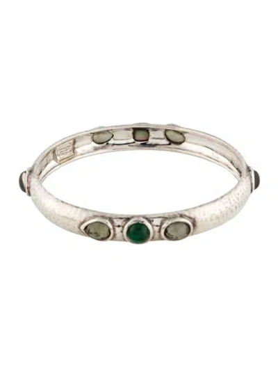 Pre-owned Ippolita Mother Of Pearl & Quartz Bangle Bracelet, 6.75" In Multi