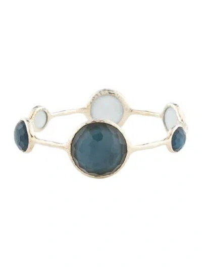 Pre-owned Ippolita Mother Of Pearl & Quartz Bangle Bracelet, 7.75" In Multi