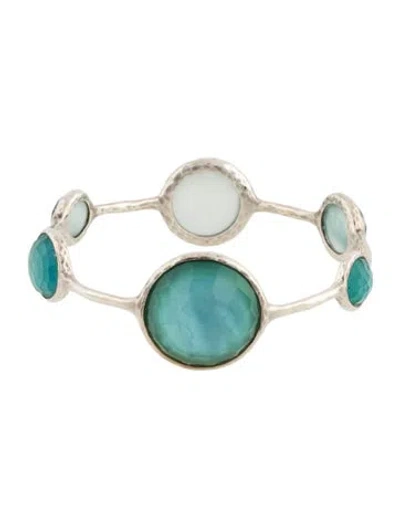 Pre-owned Ippolita Mother Of Pearl & Quartz Bangle Bracelet, 7.75" In Multicolor