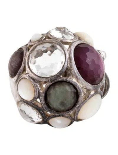 Pre-owned Ippolita Mother Of Pearl & Quartz Constellation Dome Cocktail Ring In Multicolor