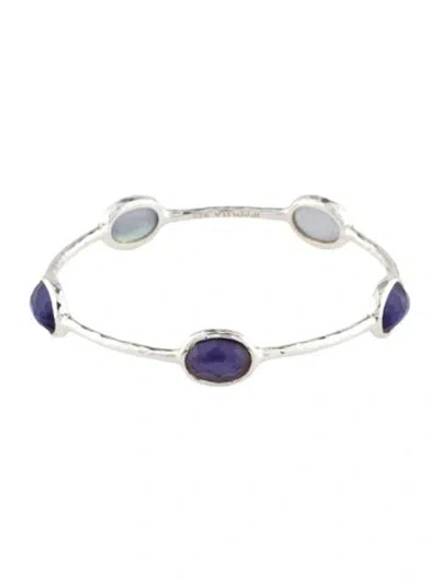 Pre-owned Ippolita Mother Of Pearl & Quartz Doublet 5 Stone Bangle Bracelet, 7.75" In Multicolor