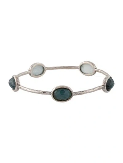 Pre-owned Ippolita Mother Of Pearl & Quartz Doublet 5-stone Wonderland Bangle Bracelet In Multi