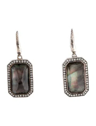 Pre-owned Ippolita Mother Of Pearl & Quartz Doublet & Diamond Drop Earrings In Multi