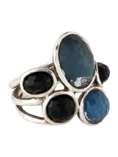 Pre-owned Ippolita Mother Of Pearl & Quartz Doublet & Onyx Five-stone Cocktail Ring In Multicolor