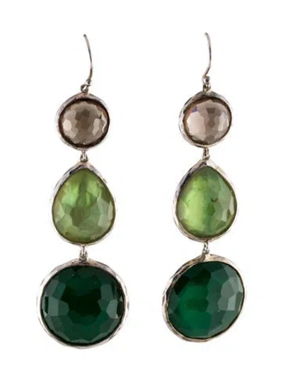 Pre-owned Ippolita Mother Of Pearl & Quartz Doublet & Smoky Quartz Drop Earrings In Multi