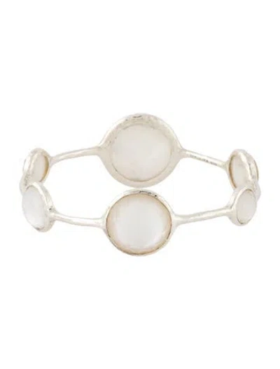 Pre-owned Ippolita Mother Of Pearl & Quartz Doublet Bangle, 7.5" In White