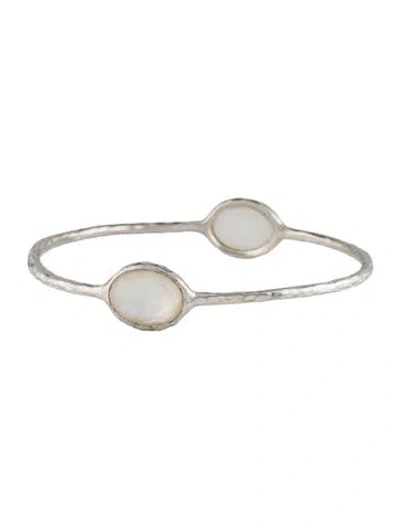 Pre-owned Ippolita Mother Of Pearl & Quartz Doublet Bangle Bracelet, 7.75" In Multi