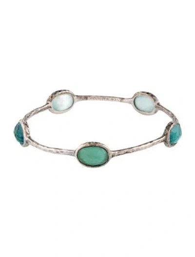 Pre-owned Ippolita Mother Of Pearl & Quartz Doublet Bangle Bracelet, 7.75" In Multicolor