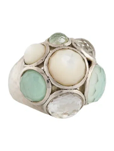 Pre-owned Ippolita Mother Of Pearl & Quartz Doublet Constellation Dome Ring In Multi