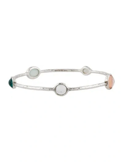 Pre-owned Ippolita Mother Of Pearl & Quartz Doublet Five Station Bangle, 7.5" In Multi