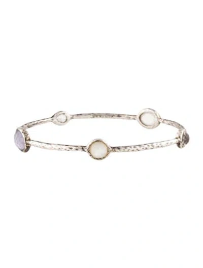 Pre-owned Ippolita Mother Of Pearl & Quartz Doublet Five Station Bangle, 7.5" In Multi