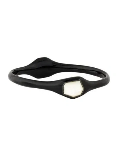 Pre-owned Ippolita Mother Of Pearl & Quartz Doublet Resin Bangle Bracelet, 7" In Multi