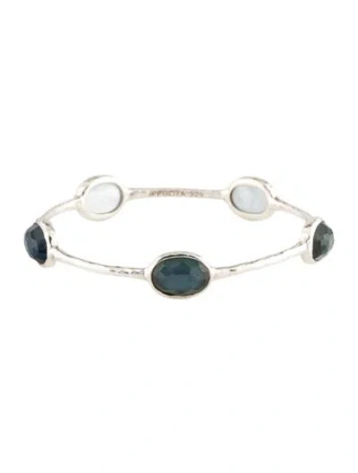 Pre-owned Ippolita Mother Of Pearl & Quartz Doublet Rock Candy Bangle Bracelet, 7.5" In Multi