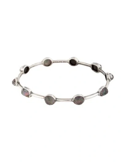 Pre-owned Ippolita Mother Of Pearl & Quartz Doublet Rock Candy Bangle Bracelet, 8" In Multicolor