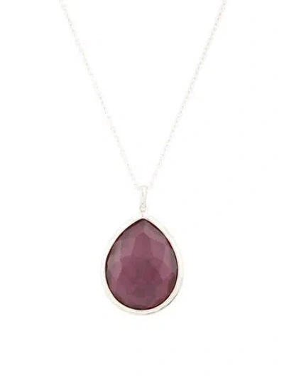 Pre-owned Ippolita Mother Of Pearl & Quartz Doublet Teardrop Pendant Necklace, 18" In Multicolor