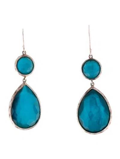 Pre-owned Ippolita Mother Of Pearl & Quartz Doublet Teardrop Snowman Earrings In Multicolor