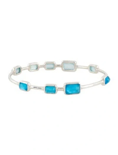 Pre-owned Ippolita Mother Of Pearl & Quartz Gelato Bangle Bracelet, 7.75" In Multicolor