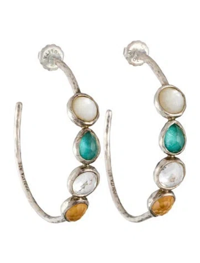 Pre-owned Ippolita Mother Of Pearl & Quartz Hoop Earrings In Multi