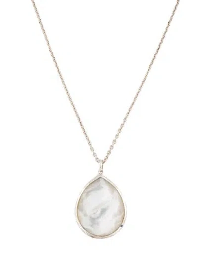 Pre-owned Ippolita Mother Of Pearl & Quartz Large Teardrop Pendant Necklace, 18" In Multi