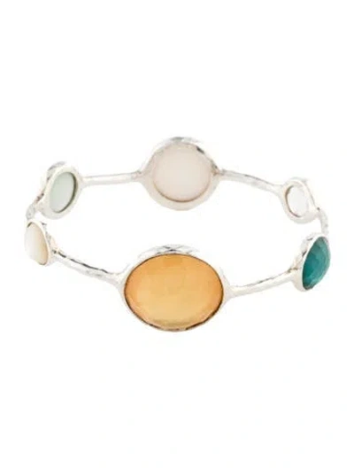 Pre-owned Ippolita Mother Of Pearl & Quartz Rock Candy Bangle, 8.25" In Multicolor