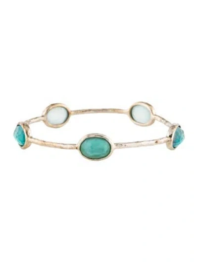 Pre-owned Ippolita Mother Of Pearl & Quartz Rock Candy Bangle Bracelet, 7.75" In Multi
