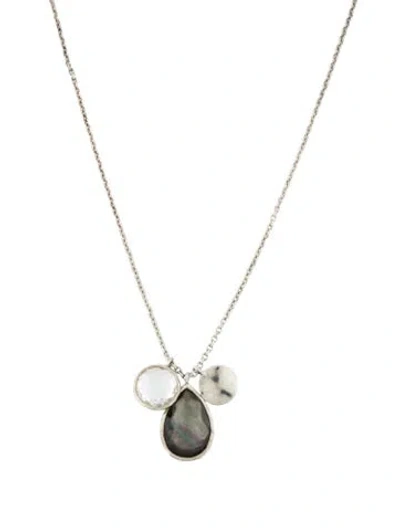 Pre-owned Ippolita Mother Of Pearl & Quartz Triple Pendant Necklace, 18" In Multi
