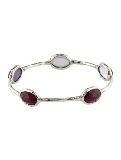 Pre-owned Ippolita Mother Of Pearl & Quartz Triplet 5-stone Bangle, 6.75" In Multi