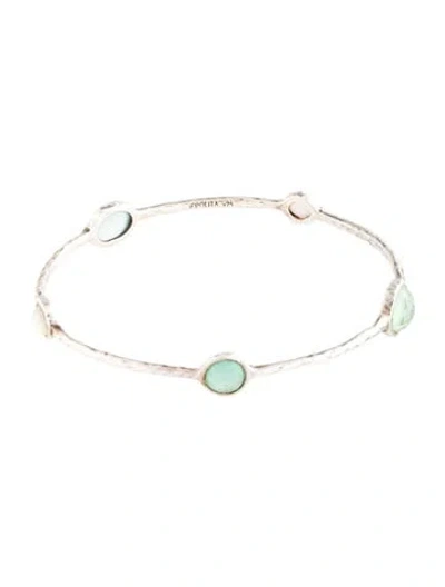 Pre-owned Ippolita Mother Of Pearl & Quartz Triplet 5-stone Bangle Bracelet, 7.75" In White