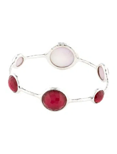 Pre-owned Ippolita Mother Of Pearl & Quartz Triplet 6 Stone Bangle, 7.75" In Multicolor