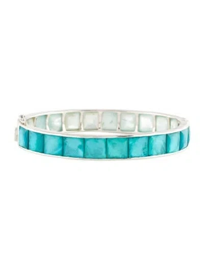 Pre-owned Ippolita Mother Of Pearl & Quartz Triplet Bangle Bracelet, 7" In Multi