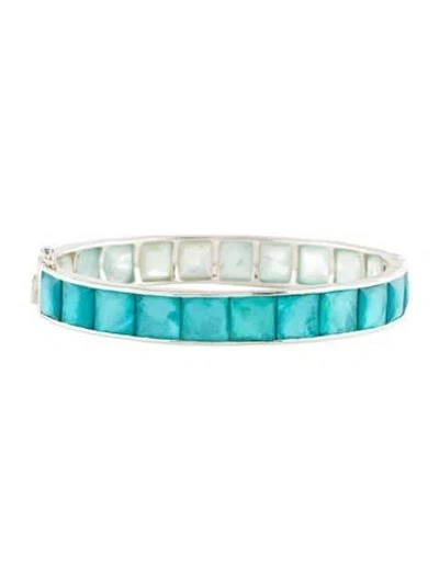 Pre-owned Ippolita Mother Of Pearl & Quartz Triplet Bangle Bracelet, 7" In Multi