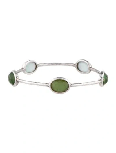 Pre-owned Ippolita Mother Of Pearl & Quartz Triplet Five-stone Bangle Bracelet, 7.5" In Multi