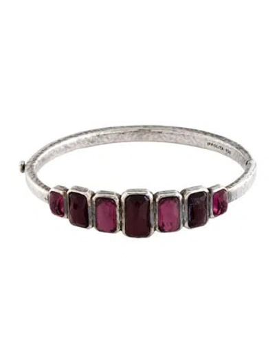 Pre-owned Ippolita Mother Of Pearl & Quartz Triplet Hinged Bangle, 6.75" In Multi