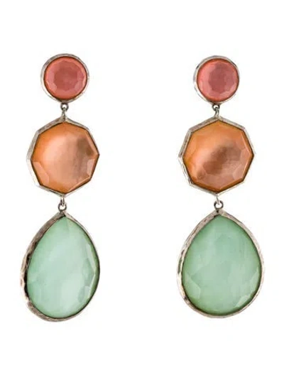 Pre-owned Ippolita Mother Of Pearl & Quartz Triplet Rock Candy Drop Earrings In Multi