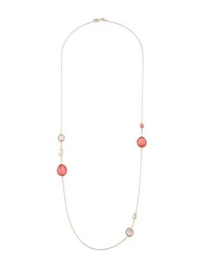 Pre-owned Ippolita Mother Of Pearl & Quartz Triplet Station Necklace, 33.25" In Multi