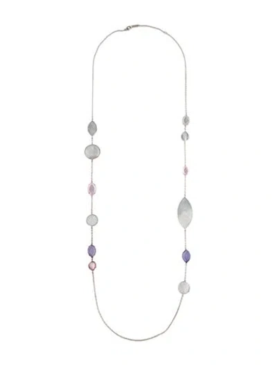 Pre-owned Ippolita Mother Of Pearl & Quartz Triplet Station Necklace, 36" In Multicolor