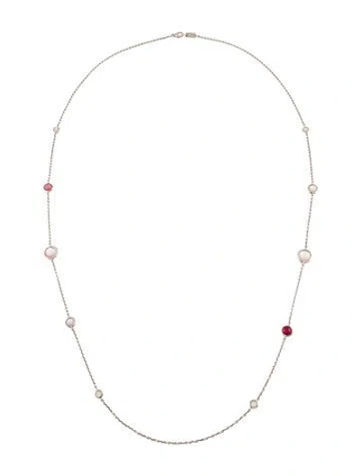 Pre-owned Ippolita Mother Of Pearl & Quartz Triplet Station Necklace, 38" In Pink