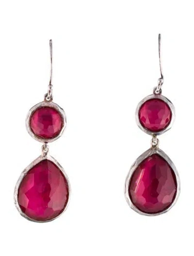 Pre-owned Ippolita Mother Of Pearl & Quartz Triplet Teardrop Snowman Drop Earrings In Multi