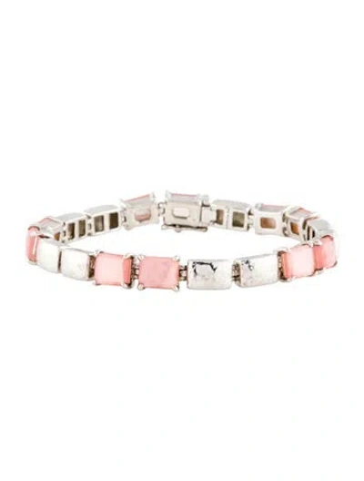 Pre-owned Ippolita Mother Of Pearl & Rock Candy Quartz Triplet Kelly Link Bracelet, 7.25" In White