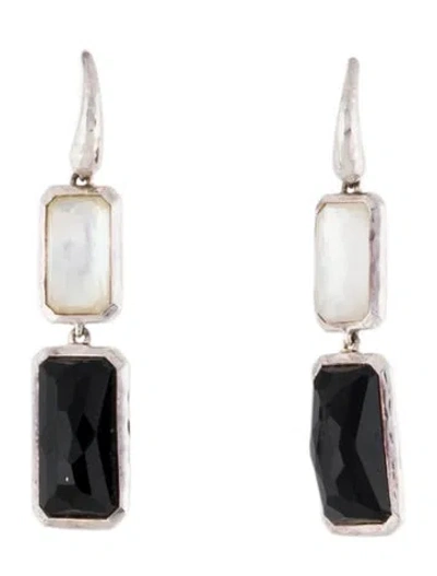 Pre-owned Ippolita Mother Of Pearl Doublet & Onyx Drop Earrings In Multi