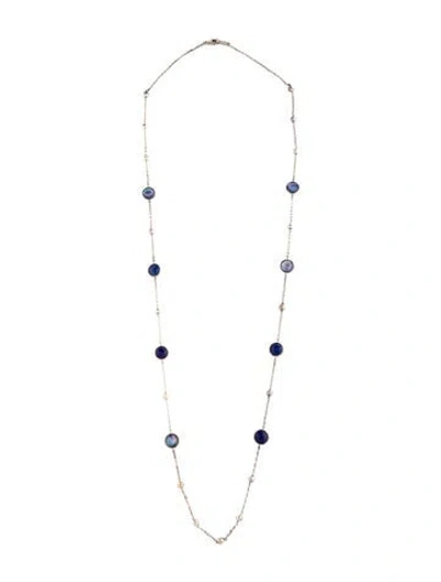 Pre-owned Ippolita Mother Of Pearl, Lapis Lazuli & Quartz Ball & Stone Station Necklace, 38" In Multicolor