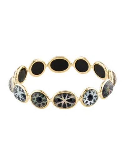 Pre-owned Ippolita Mother Of Pearl, Quartz & Onyx Triplet Phantom Rock Candy Bangle Bracelet, 7.5" In Multi