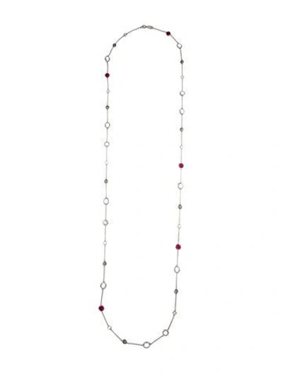 Pre-owned Ippolita Mother Of Pearl, Quartz & Pyrite Doublet Station Necklace, 48" In Multi