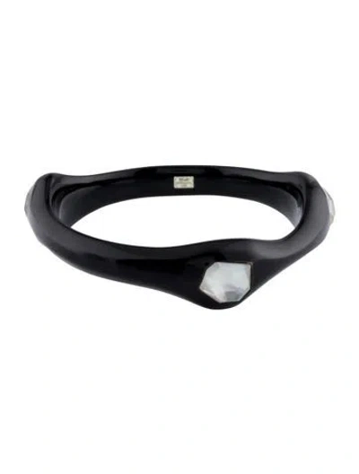 Pre-owned Ippolita Mother Of Pearl, Quartz, & Resin Bangle Bracelet, 8" In Multi