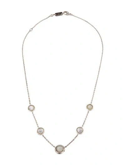 Pre-owned Ippolita Mother Of Pearl Quartz Doublet & Diamond Station Necklace, 18" In Multi