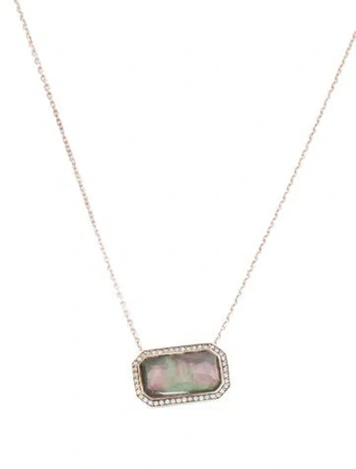 Pre-owned Ippolita Mother Of Pearl Quartz Doublet & Diamond Stella Pendant Necklace, 18" In Multi